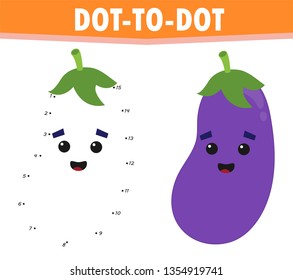 Numbers game, education dot to dot game for children. Kids education. Eggplant