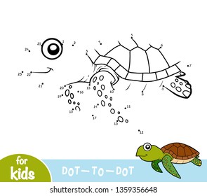 Numbers game, education dot to dot game for children, Turtle