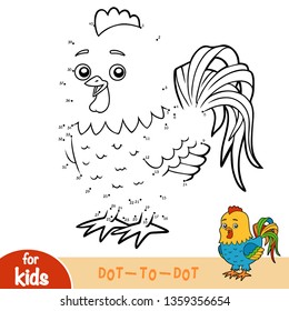 Numbers game, education dot to dot game for children, Rooster