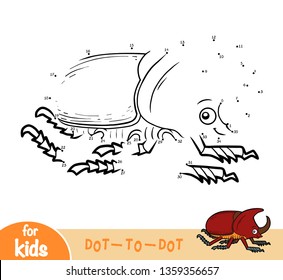 Numbers game, education dot to dot game for children, Rhinoceros beetle