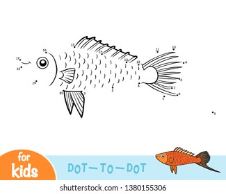 Numbers game, education dot to dot game for children, Swordtail fish