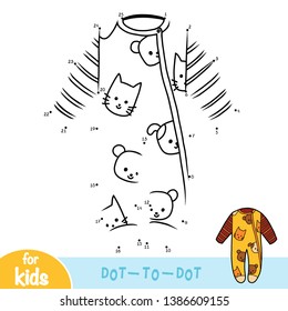 Numbers game, education dot to dot game for children, Sleepsuit with cute animals