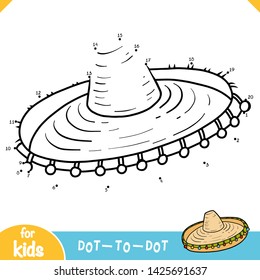 Numbers game, education dot to dot game for children, Sombrero