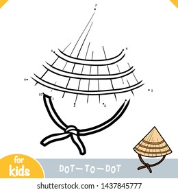 Numbers game, education dot to dot game for children, Asian conical hat