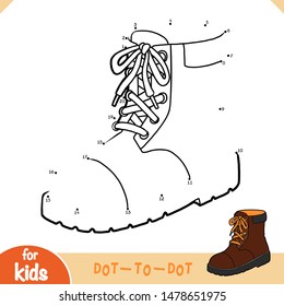 Numbers game, education dot to dot game for children, Brown boots