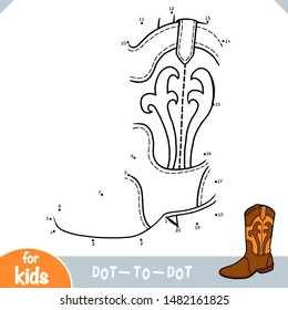 Numbers game, education dot to dot game for children, Western boots