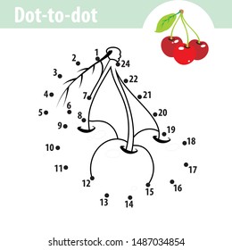 Numbers game, education dot to dot game for children cherry