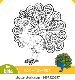 Numbers game, education dot to dot game for children, Peacock