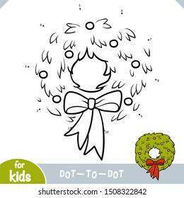 Numbers game, education dot to dot game for children, Christmas wreath