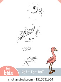 Numbers game, education dot to dot game for children, Greater Flamingo