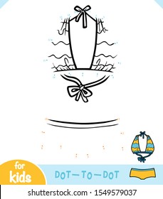 Numbers game, education dot to dot game for children, woman swimsuit