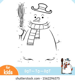 Numbers game, education dot to dot game for children, Snowman