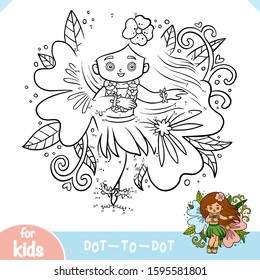 Numbers game, education dot to dot game for children, Hawaiian girl dancing hula