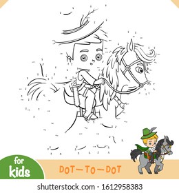 Numbers game, education dot to dot game for children, Prince on horse
