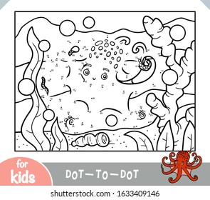 Numbers game, education dot to dot game for children, Octopus in the sea
