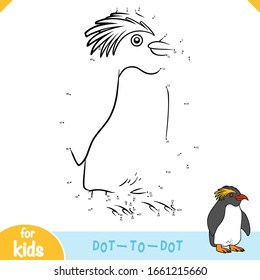 Numbers game, education dot to dot game for children, Crested penguin