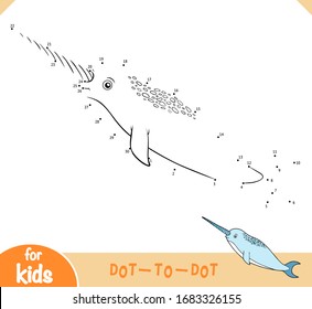 Numbers game, education dot to dot game for children, Narwhal