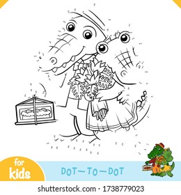 Numbers game, education dot to dot game for children, Cute crocodiles on a date