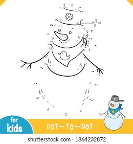 Zahlenspiel, Bildungs-Punkt-zu-Punkt-Spiel für Kinder, Snowman