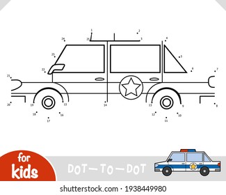 Numbers game, education dot to dot game for children, Police car