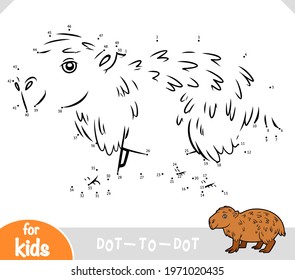 Numbers game, education dot to dot game for children, Capybara