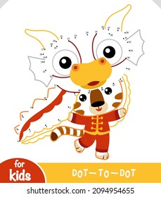 Numbers game, education dot to dot game for children, Chinese new year character tiger in dragon costume