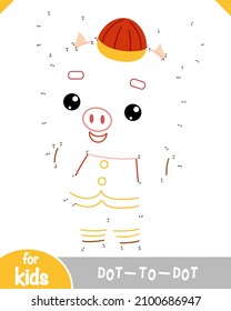 Numbers game, education dot to dot game for children, Chinese new year character cute pig