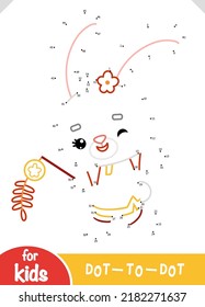 Numbers game, education dot to dot game for children, Rabbit and chinese new year decoration