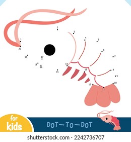 Numbers game, education dot to dot game for children, Shrimp