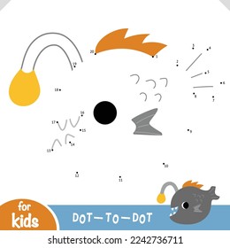 Numbers game, education dot to dot game for children, Monkfish