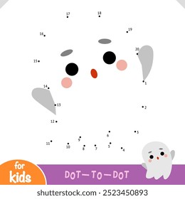Numbers game, education dot to dot game for children, Cute ghost character