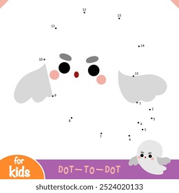 Numbers game, education dot to dot game for children, Cute ghost character