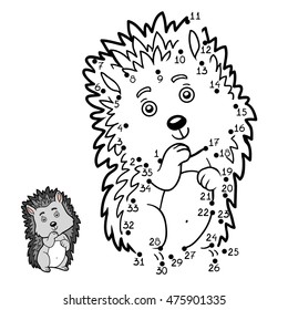 Numbers game, education dot to dot game for children, Hedgehog
