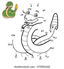 Numbers game, education dot to dot game for children, Rattlesnake
