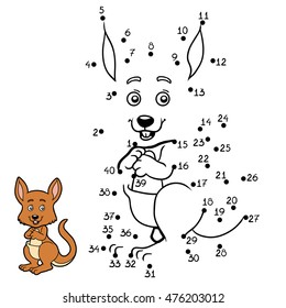 Numbers game, education dot to dot game for children, Kangaroo