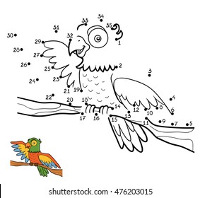 Numbers game, education dot to dot game for children, Parrot