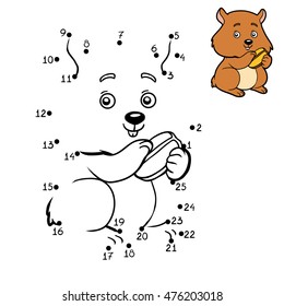 Numbers game, education dot to dot game for children, Hamster