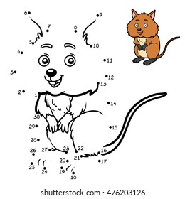 Numbers game, education dot to dot game for children, Quokka