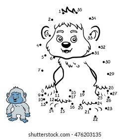 Numbers game, education dot to dot game for children, Yeti