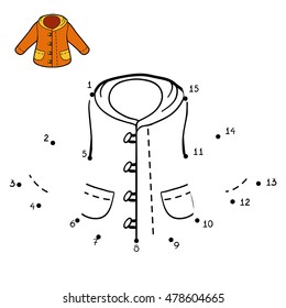 Numbers game, education dot to dot game for children, winter coat