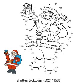 Numbers game, education dot to dot game for children, Santa Claus