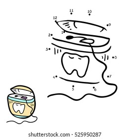 Numbers game, education dot to dot game for children, Dental floss