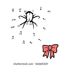Numbers game, education dot to dot game for children, Bow