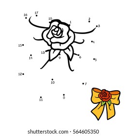 Numbers game, education dot to dot game for children, Bow