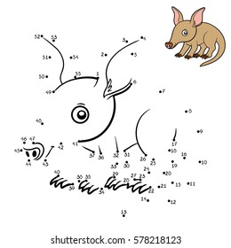 Numbers game, education dot to dot game for children, animal Aardvark