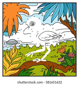 Numbers game, education dot to dot game for children, Scarlet ibis