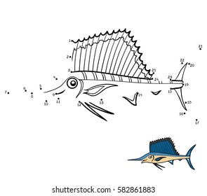 Numbers game, education dot to dot game for children, Sailfish