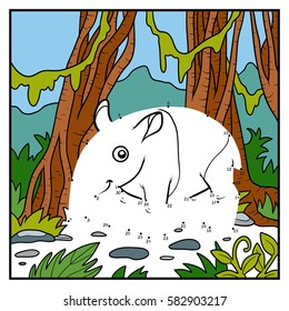 Numbers game, education dot to dot game for children, Malayan tapir