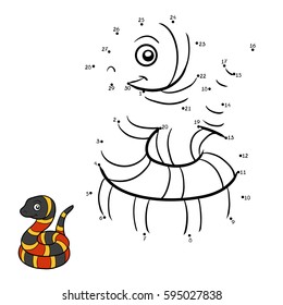 Numbers game, education dot to dot game for children, Micrurus