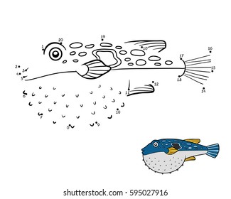 Numbers game, education dot to dot game for children, Fugu